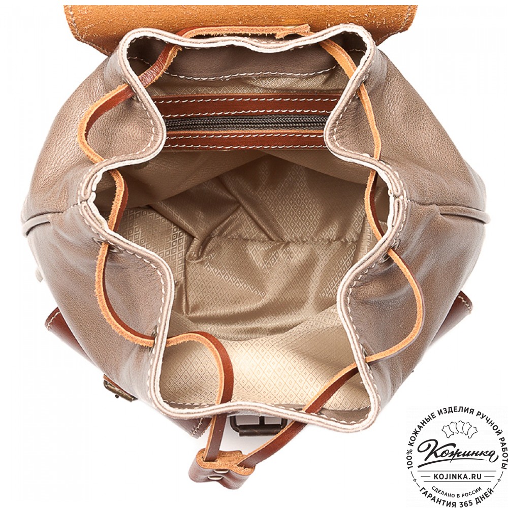 Кожаный рюкзак "Пилот" (оливково-серый)