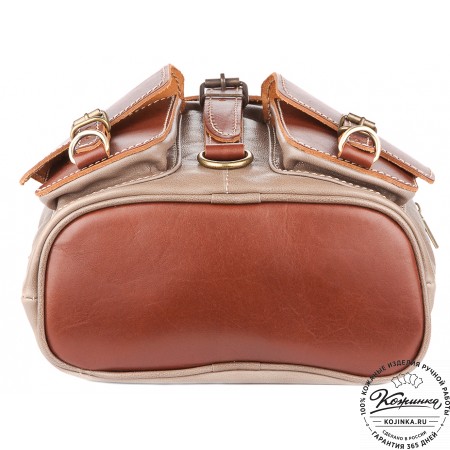 Кожаный рюкзак "Пилот" (оливково-серый)