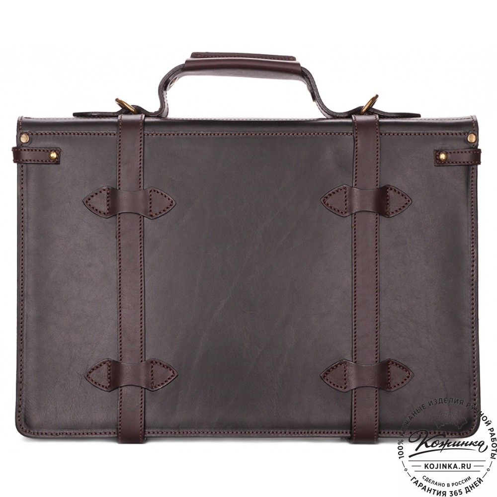 Мужской кожаный портфель "Литтлетон" (чёрный с коричневым)