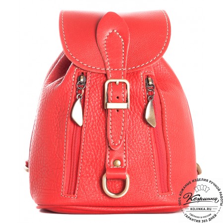 Женский кожаный рюкзак "Колибри" (красный)