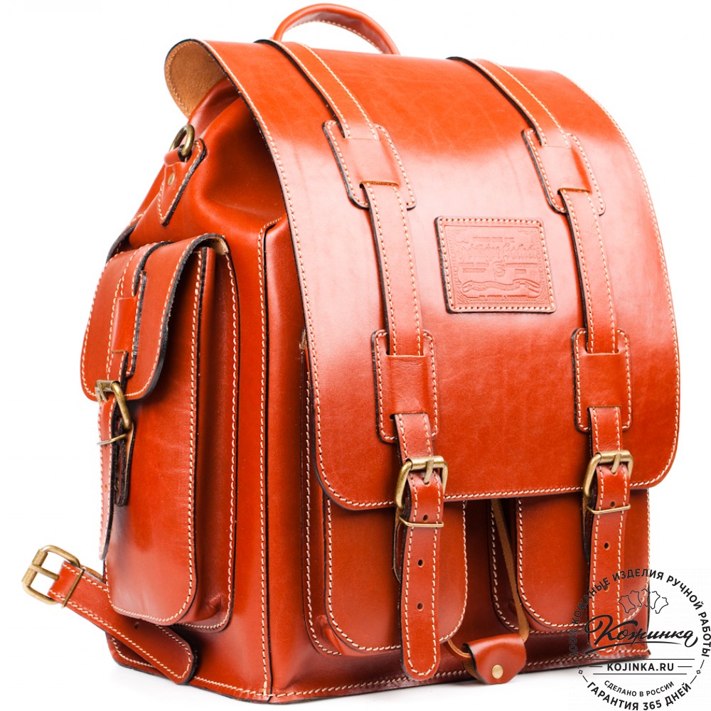 Кожаный рюкзак "Пехотинец" (Рыжий)