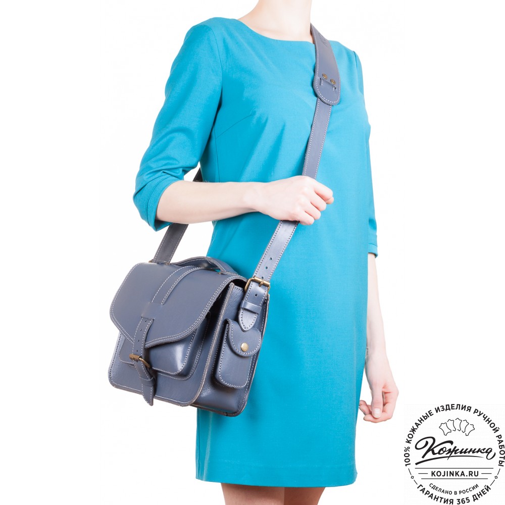 Кожаная  сумка "Виктория" (синяя)