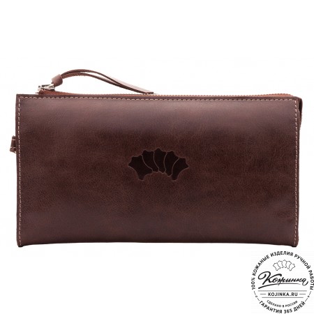 Кожаный клатч  Москва (коричневый)