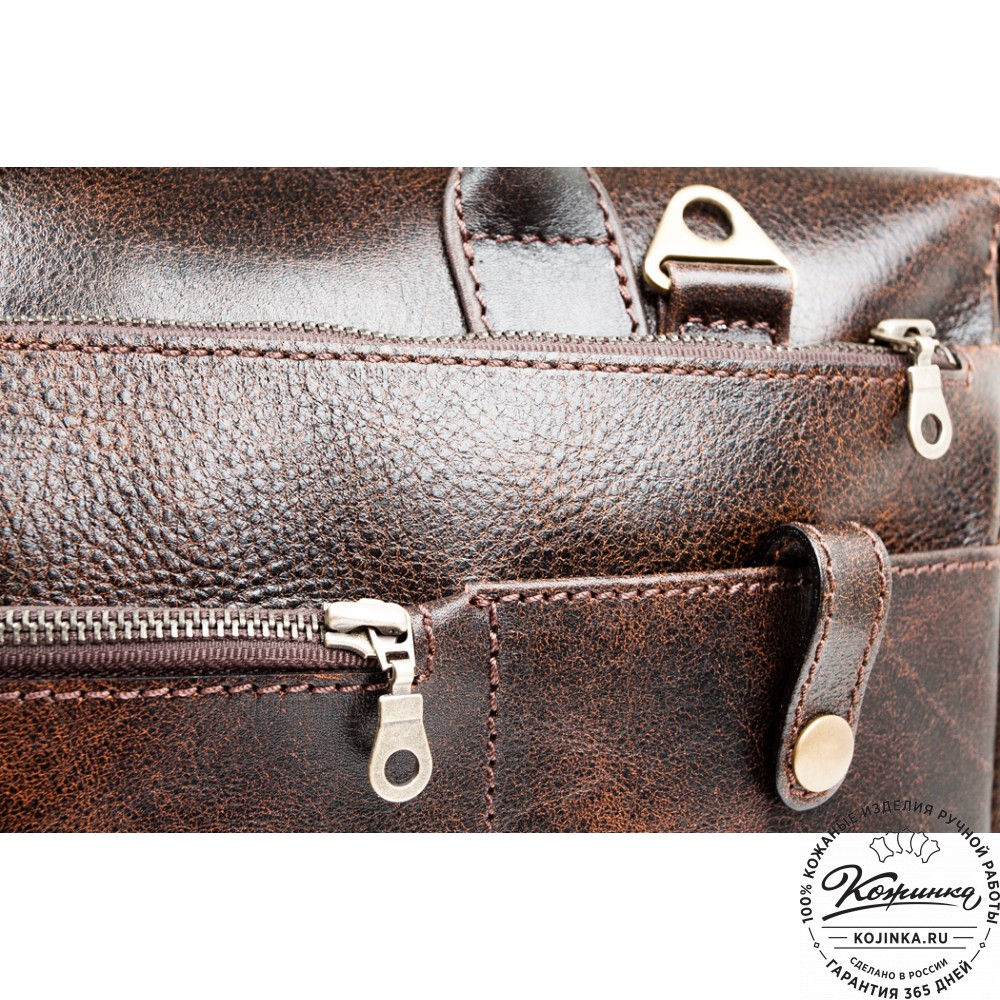 Кожаная деловая сумка "Гранд" (коричневый эксклюзив)
