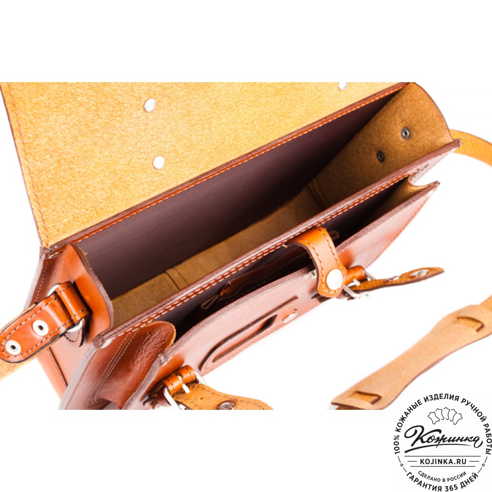 Кожаный портфель "Сатчел"  (рыжий)