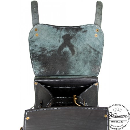 Мужской кожаный рюкзак "Байкер" (чёрный)