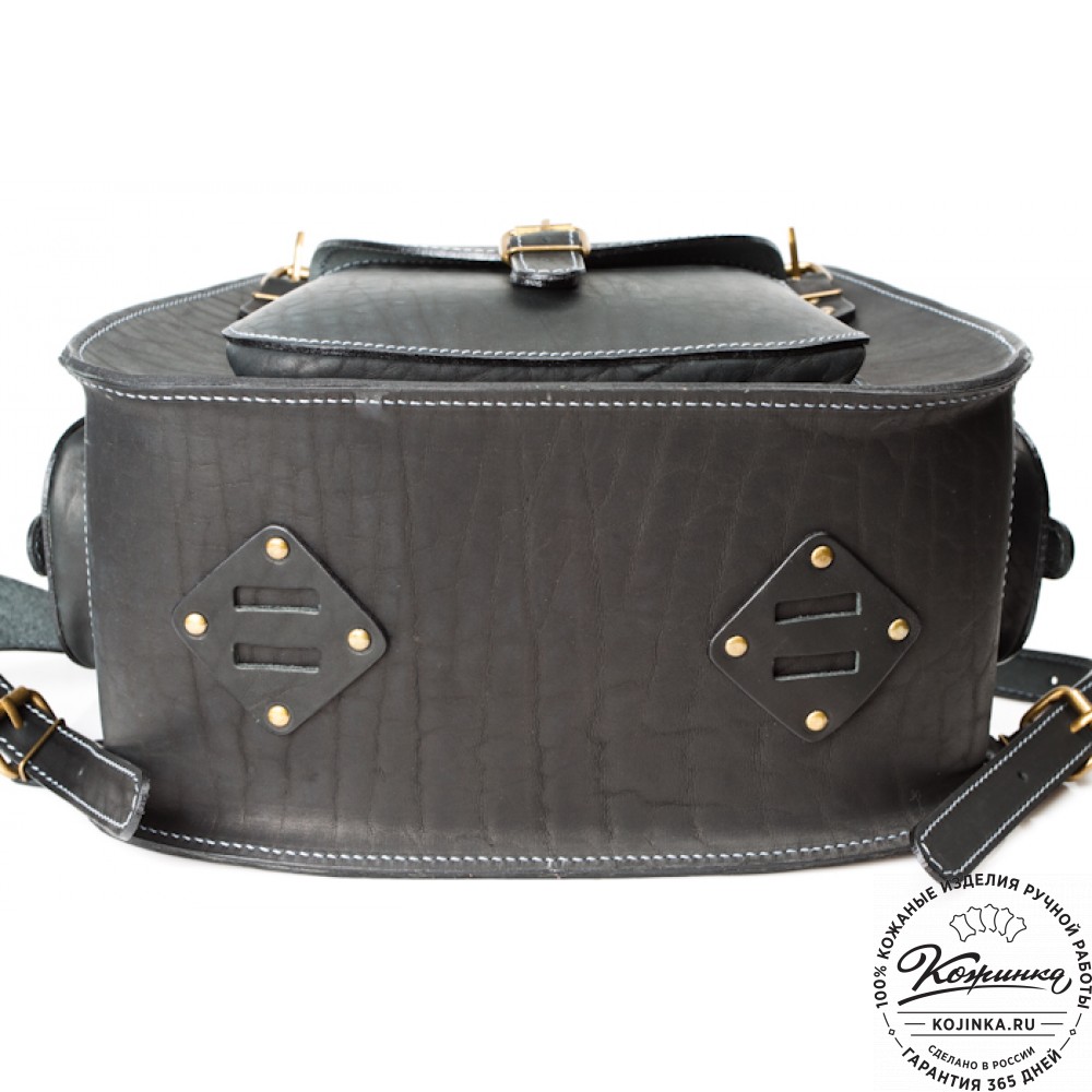 Мужской кожаный рюкзак "Байкер" (чёрный)