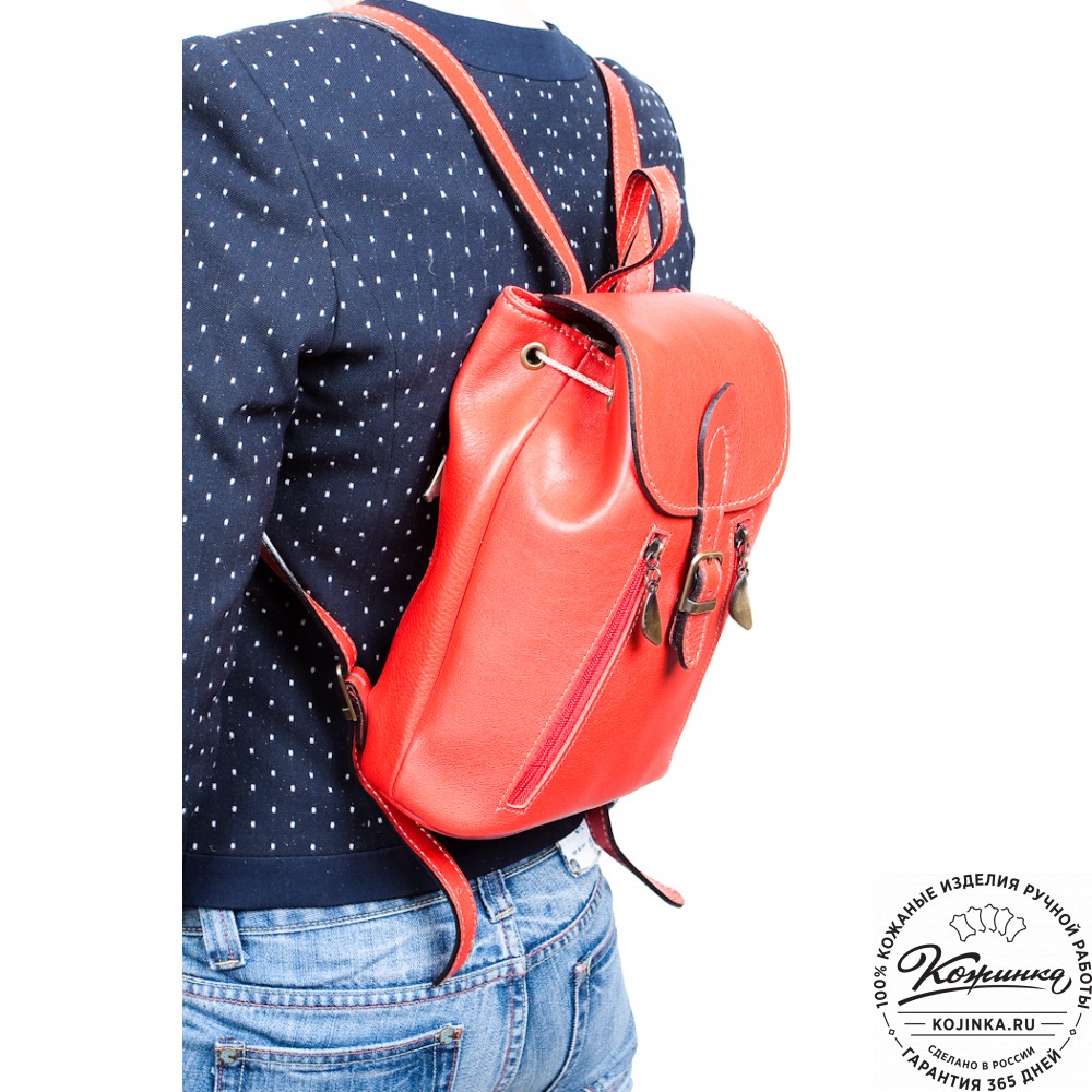 Женский кожаный рюкзак "Жоли" (красный)