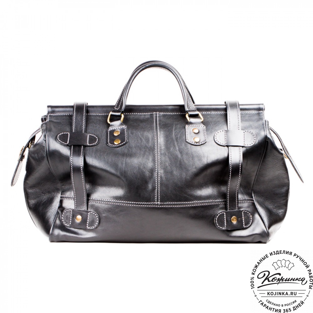 Кожаный дорожный саквояж "Большой" (чёрный)