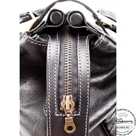 Кожаный дорожный саквояж "Большой" (чёрный)