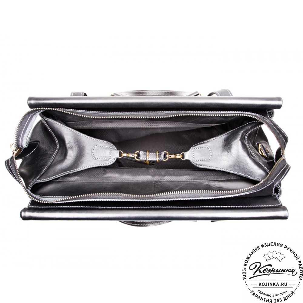 Кожаный дорожный саквояж "Большой" (чёрный)