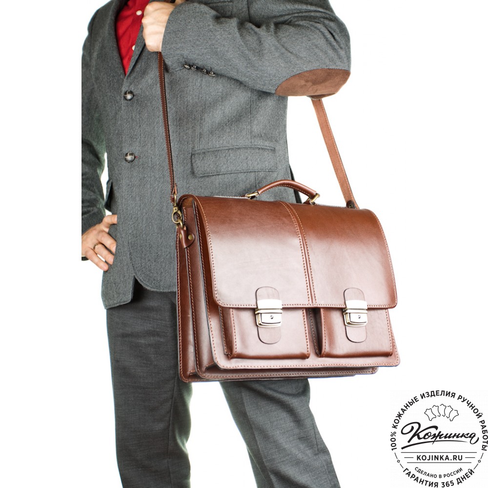 Кожаный деловой портфель "Адвокат-1" (коричневый)