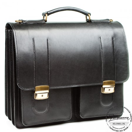 Мужской кожаный портфель "Престиж" (чёрный)