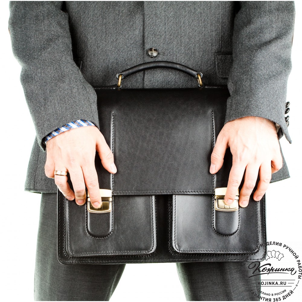 Мужской кожаный портфель "Престиж" (чёрный)