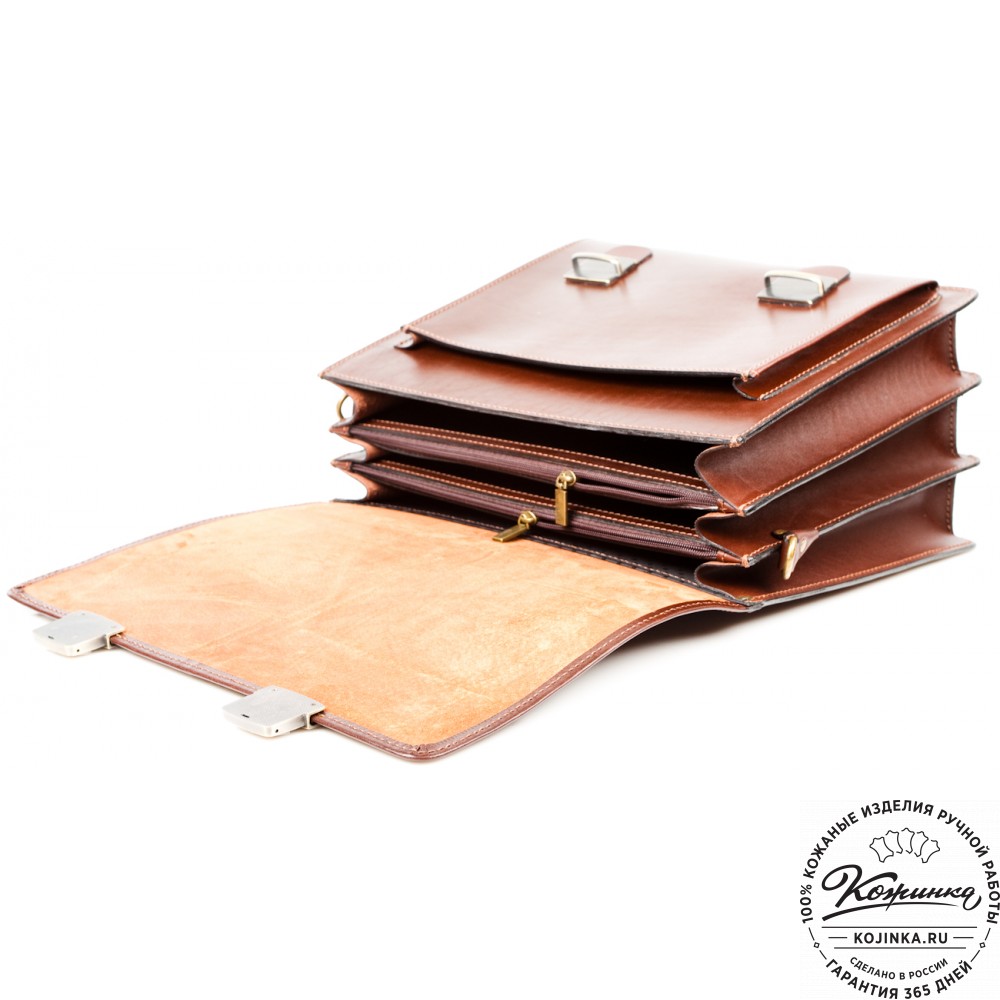Кожаный деловой портфель "Адвокат-2" (коричневый)