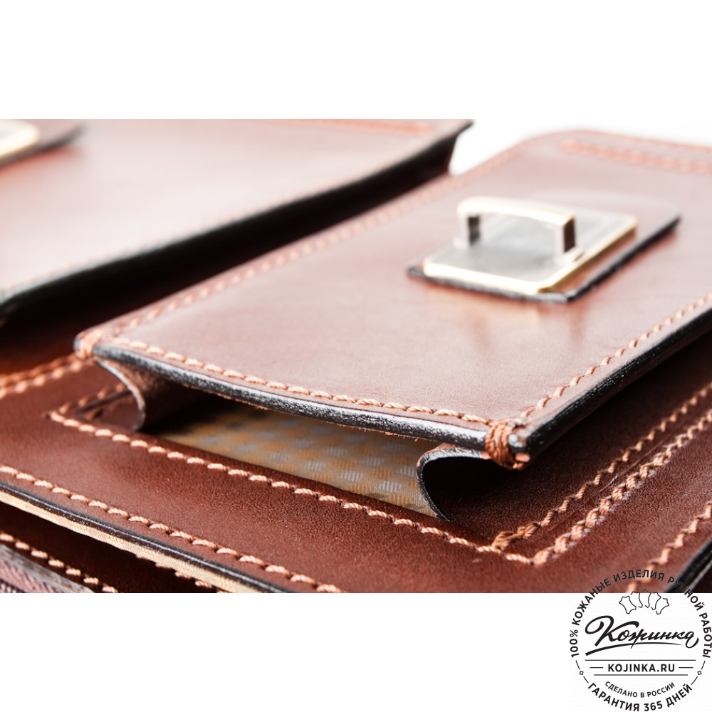 Мужской кожаный портфель "Оптима II" (коричневый)
