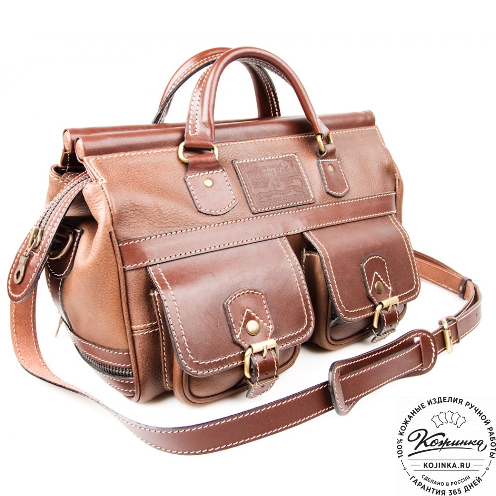 Кожаный дорожный саквояж "Малый" (коричневый)