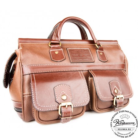 Кожаный дорожный саквояж "Малый" (коричневый)