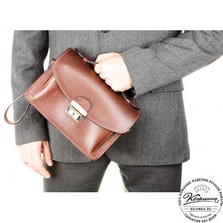 Кожаная барсетка "БС-Б1" (тёмно-коричневая)