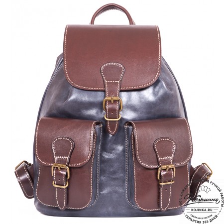 Кожаный рюкзак "Классик 2" (синий)