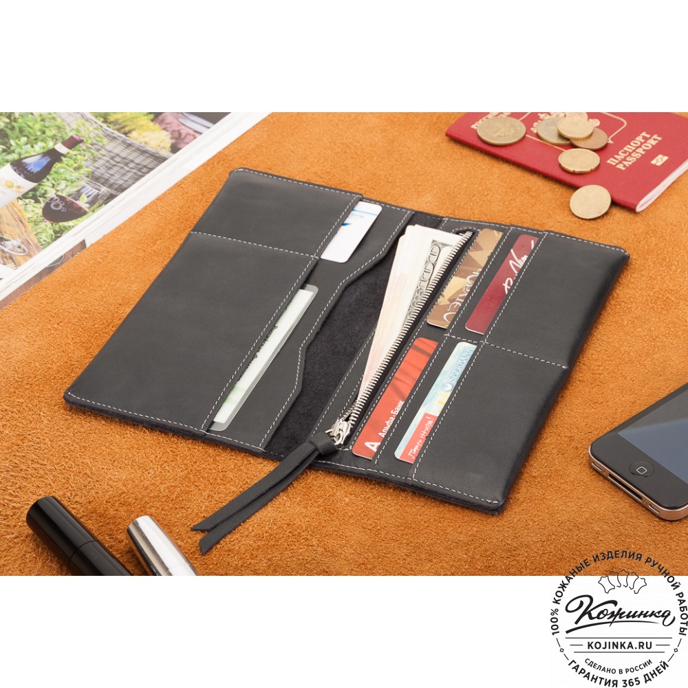 Кожаное портмоне Санкт-Петербург (черное)