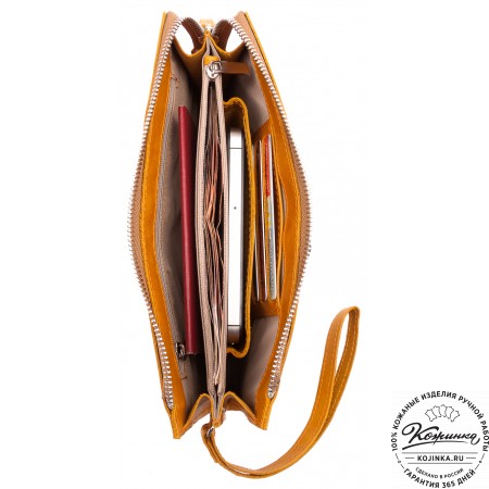 Кожаный клатч  Москва (желтый)