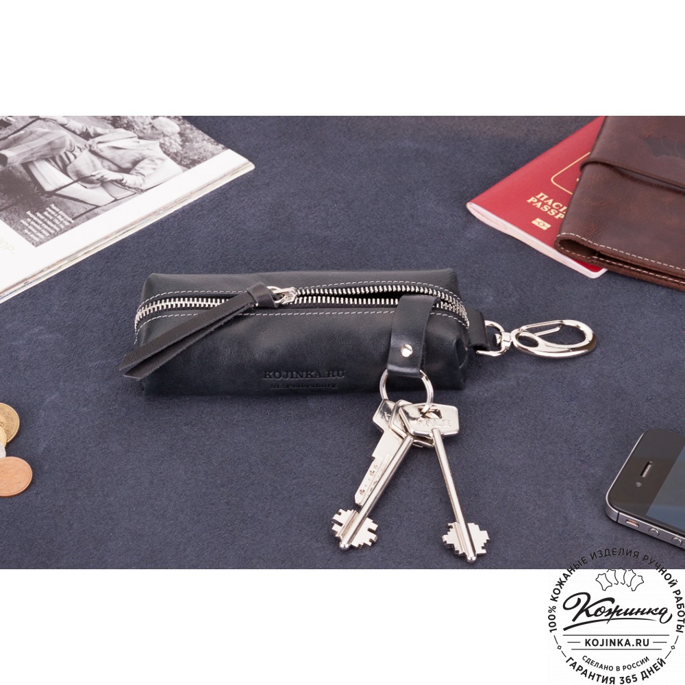 Кожаная ключница Барселона (черная)